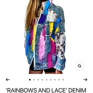 Wren + Glory Denim Jacket with Lace Accents